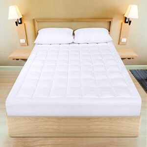 Utopia Bedding 1 Full Size Quilted Fitted Premium Mattress Pad with 2 Pack Queen Size Bed Pillows for Sleeping (White)