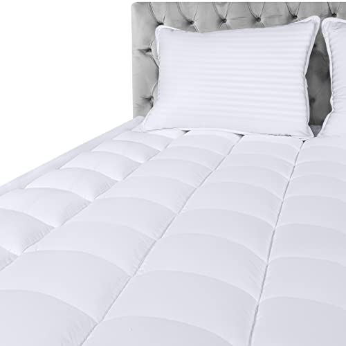 Utopia Bedding 1 Full Size Quilted Fitted Premium Mattress Pad with 2 Pack Queen Size Bed Pillows for Sleeping (White)