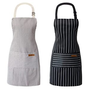 atropos 2 pcs aprons for women with pockets, aprons for men, womens kitchen apron, cooking apron adjustable bib chef apron(unisex)