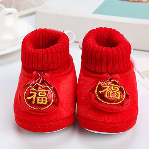 Lykmera Winter Children Shoes for Baby Boy Girl Floor Shoes Non Slip Plush Warm Elastic Cartoon Tiger New Year Socks (F, 0-6 Months)