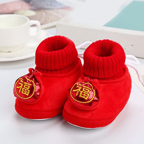 Lykmera Winter Children Shoes for Baby Boy Girl Floor Shoes Non Slip Plush Warm Elastic Cartoon Tiger New Year Socks (F, 0-6 Months)