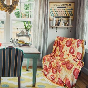 natu2eco Pizza Blanket Adult Size, Funny Gifts Food Throw Sausage Cheese Pepperoni Novelty Realistic Flannel Fleece Soft Cozy Round Nap Blanket Wrap Nursery for Family Weird Stuff Unique Ideas 72 inch