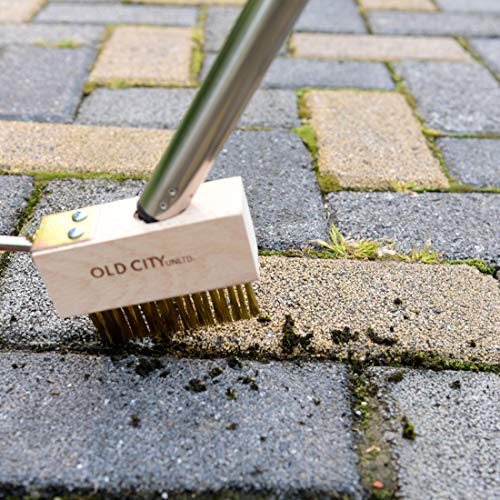 Moss Removal Deck Crevice Tool- Grout Brush Cleaner Wire Brush with Scraper, Decking Cleaner Remover for Cracks. Paver Cleaning for Bricks, Flagstone, Concrete, Pavements,Hoe