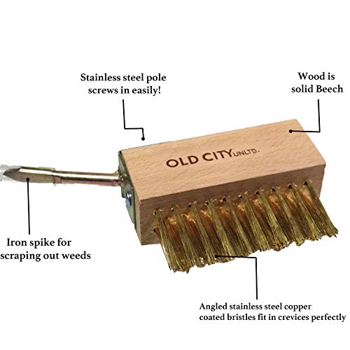 Moss Removal Deck Crevice Tool- Grout Brush Cleaner Wire Brush with Scraper, Decking Cleaner Remover for Cracks. Paver Cleaning for Bricks, Flagstone, Concrete, Pavements,Hoe