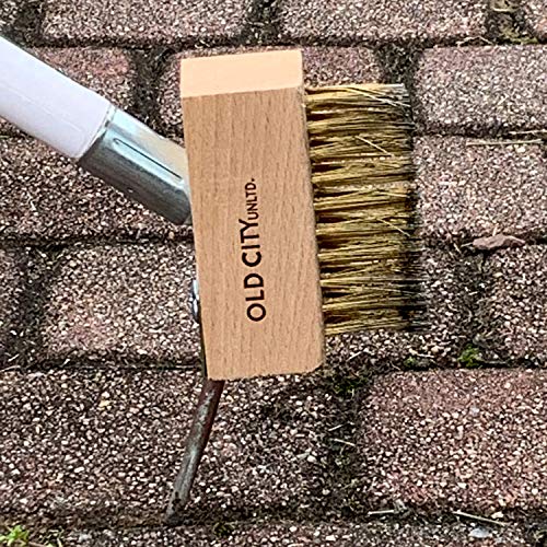 Moss Removal Deck Crevice Tool- Grout Brush Cleaner Wire Brush with Scraper, Decking Cleaner Remover for Cracks. Paver Cleaning for Bricks, Flagstone, Concrete, Pavements,Hoe