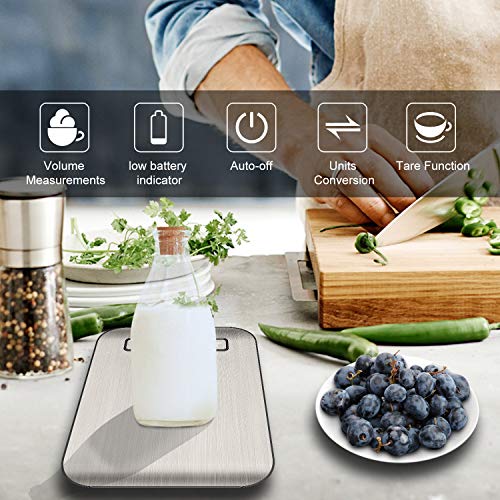 CROWNFUL Food Scale, 11lb Digital Kitchen Scales Weight Ounces and Grams for Cooking and Baking, 6 Units with Tare Function (Battery Included)