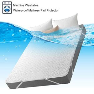 Full Size Mattress Protector Cover Waterproof Quilted Fitted Soft Cotton Mattress Cover Pad Washable Mattress Bed Protector with Elastic Band