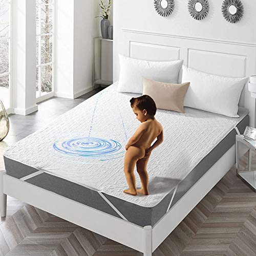 Full Size Mattress Protector Cover Waterproof Quilted Fitted Soft Cotton Mattress Cover Pad Washable Mattress Bed Protector with Elastic Band