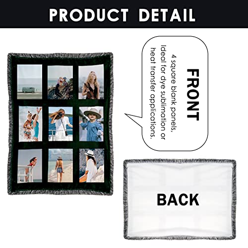 MAIKESUB Sublimation Blank Blanket 45.3 x 33.8 Inches Custom Personalised Photo 9 Panel Gifts for Family and Friends on Christmas Wedding Mothers Day Father Day