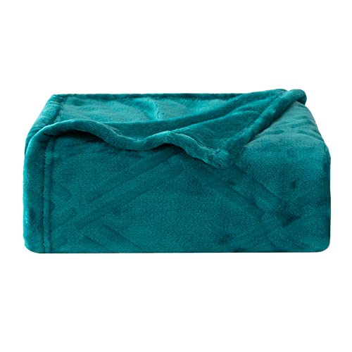 HT&PJ Throw Blanket Super Soft Cozy Lightweight Flannel Fleece Blankets for Bed, Sofa, Couch, Living Room All Seasons - Teal, 50x60in