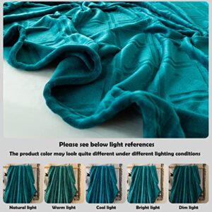 HT&PJ Throw Blanket Super Soft Cozy Lightweight Flannel Fleece Blankets for Bed, Sofa, Couch, Living Room All Seasons - Teal, 50x60in