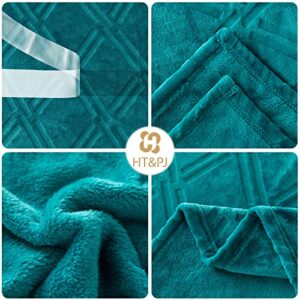 HT&PJ Throw Blanket Super Soft Cozy Lightweight Flannel Fleece Blankets for Bed, Sofa, Couch, Living Room All Seasons - Teal, 50x60in