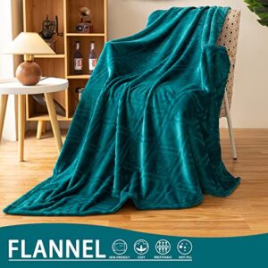 HT&PJ Throw Blanket Super Soft Cozy Lightweight Flannel Fleece Blankets for Bed, Sofa, Couch, Living Room All Seasons - Teal, 50x60in