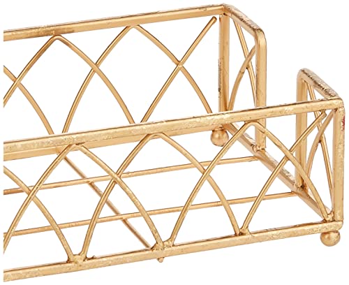 Boston International Arch Design Guest Towel Napkin Holder Caddy, 9 x 5.25-Inches, Gold Leaf