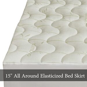 Waterproof Bamboo Jacquard Blend Fitted Topper, Top Split King Mattress Pad by Royal Hotel