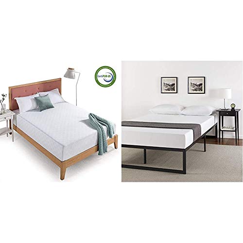 Zinus 12 Inch Gel-Infused Green Tea Memory Foam Mattress, King & ABEL 14 Inch Metal Platform Bed Frame with Steel Slat Support, Mattress Foundation, King