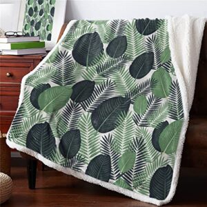 sbylg tropical plants printed fleece blanket for beds sherpa throw blanket adults kids for sofa bed cover soft throw blanket (color : d, size : 125x200cm)