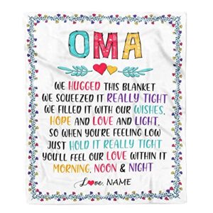 centurytee personalized oma blanket from grandkids we hugged this blanket oma birthday mothers day christmas customized gifts fleece blanket (60 x 80 inches - adult size)
