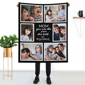 mothers day blanket gifts for mom custom blankets with photos personalized throw blankets with picture for mother, customized blanket best mom ever family women gifts for mom birthday 6 photo collage