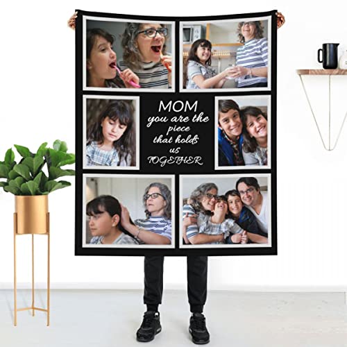 Mothers Day Blanket Gifts for Mom Custom Blankets with Photos Personalized Throw Blankets with Picture for Mother, Customized Blanket Best Mom Ever Family Women Gifts for Mom Birthday 6 Photo Collage