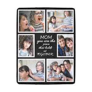 Mothers Day Blanket Gifts for Mom Custom Blankets with Photos Personalized Throw Blankets with Picture for Mother, Customized Blanket Best Mom Ever Family Women Gifts for Mom Birthday 6 Photo Collage