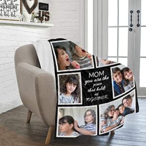 Mothers Day Blanket Gifts for Mom Custom Blankets with Photos Personalized Throw Blankets with Picture for Mother, Customized Blanket Best Mom Ever Family Women Gifts for Mom Birthday 6 Photo Collage