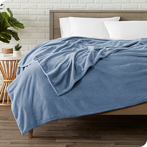 Bare Home Fleece Blanket - Full/Queen Blanket - Coronet Blue - Lightweight Blanket for Bed, Sofa, Couch, Camping, and Travel - Microplush - Ultra Soft Warm Blanket (Full/Queen, Coronet Blue)