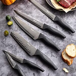 Wanbasion Black Stainless Steel Knife Set, Sharp Kitchen Knife Set Professional, Kitchen Knife Set Dishwasher Safe For Cooking