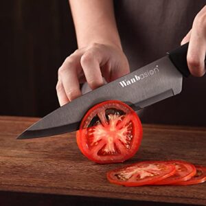 Wanbasion Black Stainless Steel Knife Set, Sharp Kitchen Knife Set Professional, Kitchen Knife Set Dishwasher Safe For Cooking