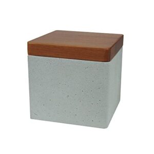 nu steel concete bathroom q-tip holder & jar in real cement and wood for bathrooms & vanity spaces