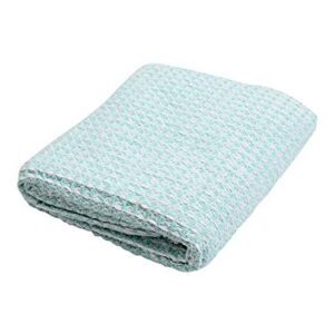 Farmhouse Throws Blanket in Two Tone Honeycomb,Picnic,Camping, Beach,Throws for Couch,Everyday Use, Cotton Throw Blanket with Super Soft and Excellent Handfeel 50 x 60 -Aqua White