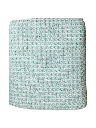 Farmhouse Throws Blanket in Two Tone Honeycomb,Picnic,Camping, Beach,Throws for Couch,Everyday Use, Cotton Throw Blanket with Super Soft and Excellent Handfeel 50 x 60 -Aqua White