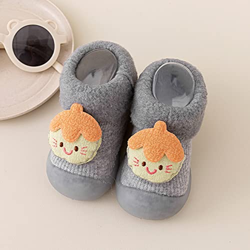 Lykmera Infant Baby Boys Girls Animal Cartoon Socks Shoes Fleece Warm The Floor Socks Non Slip Prewalker Shoes Socks Shoes (Grey, 2-2.5 Years Toddler)