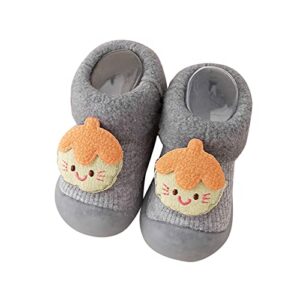 Lykmera Infant Baby Boys Girls Animal Cartoon Socks Shoes Fleece Warm The Floor Socks Non Slip Prewalker Shoes Socks Shoes (Grey, 2-2.5 Years Toddler)