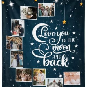 Love You to The Moon and Back Custom Blanket, Pesonalized Throw Blanket with Photos, Super Soft Blankets for Men, Women (30"x40")