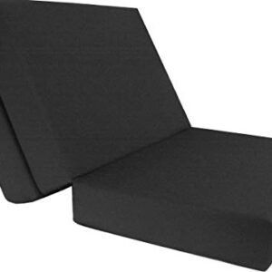 D&D Futon Furniture Black Full Size Shikibuton Trifold Foam Beds 6 x 54 x 75, High Density Resilient White Foam 1.8 lbs, Floor Foam Folding Mats.