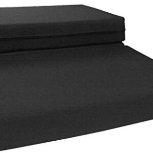 D&D Futon Furniture Black Full Size Shikibuton Trifold Foam Beds 6 x 54 x 75, High Density Resilient White Foam 1.8 lbs, Floor Foam Folding Mats.