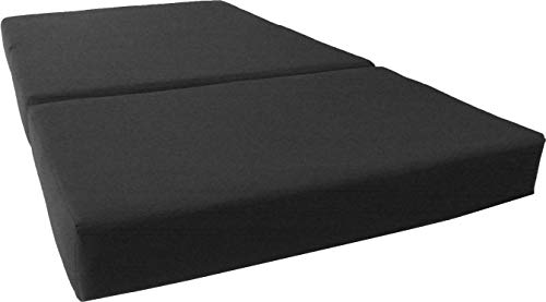 D&D Futon Furniture Black Full Size Shikibuton Trifold Foam Beds 6 x 54 x 75, High Density Resilient White Foam 1.8 lbs, Floor Foam Folding Mats.