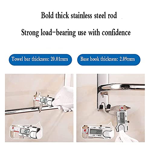 -Shelf,Towel Rack Wall Towel Rack, Stainless Steel Bath Towel Holder,3 Bars, Bathroom and Kitchen Towel Rail, Silver, 40Cm, Waterproof and Rust-Proof