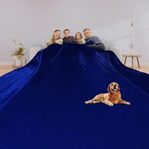 enimib oversized king blanket 120 x 120 inches, extra large soft warm lightweight flannel fleece thick throw blanket 10'x 10', plush microfiber fluffy big blanket for couch/bed/sofa camping navy blue