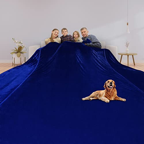 Enimib Oversized King Blanket 120 x 120 Inches, Extra Large Soft Warm Lightweight Flannel Fleece Thick Throw Blanket 10'x 10', Plush Microfiber Fluffy Big Blanket for Couch/Bed/Sofa Camping Navy Blue