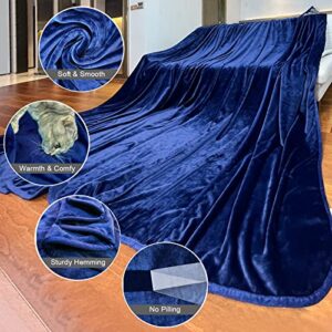 Enimib Oversized King Blanket 120 x 120 Inches, Extra Large Soft Warm Lightweight Flannel Fleece Thick Throw Blanket 10'x 10', Plush Microfiber Fluffy Big Blanket for Couch/Bed/Sofa Camping Navy Blue