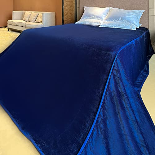 Enimib Oversized King Blanket 120 x 120 Inches, Extra Large Soft Warm Lightweight Flannel Fleece Thick Throw Blanket 10'x 10', Plush Microfiber Fluffy Big Blanket for Couch/Bed/Sofa Camping Navy Blue