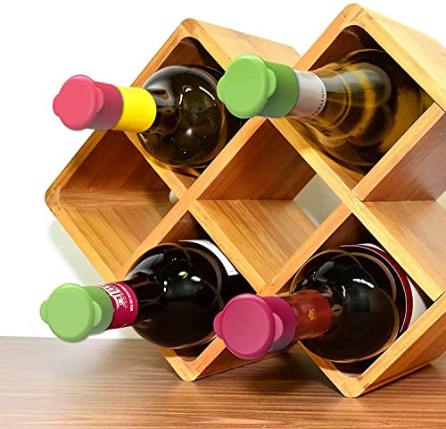 Wine Stoppers - Silicone Wine Bottle Caps - Reusable and Unbreakable Sealer Covers - Beverage Corks to Keep Wine Fresh for Days with Air-Tight Seal - Set of 5