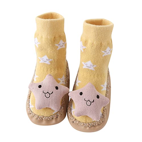 Lykmera Cute Children Toddler Shoes Autumn Winter Boys Girls Floor Socks Shoes Flat Bottom Non Slip Warm Socks Shoes (Yellow, 12-18 Months)