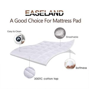 EASELAND King Size Mattress Pad Pillow Top Mattress Cover Quilted Fitted Mattress Protector Cotton Top 8-21" Deep Pocket Cooling Mattress Topper (78x80 Inches, White)