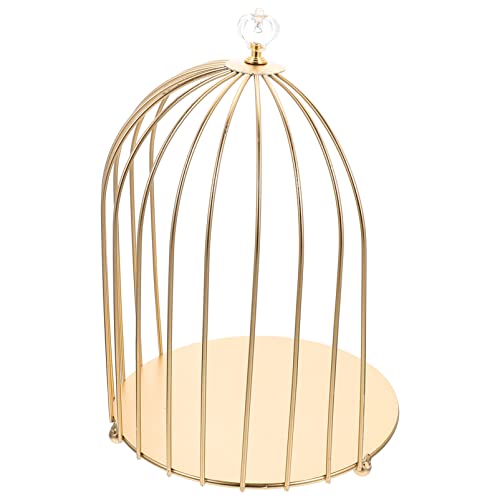 Hemoton Cupcake Stand Metal Bird Cage Makeup Organizer Cosmetic Rack Dessert Stand Necklace Earring Organizer Vanity Tray Perfume Lotion Bottle Shelf for Desk Organizer