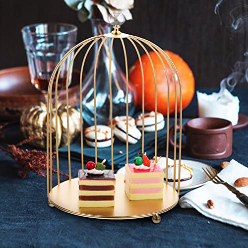 Hemoton Cupcake Stand Metal Bird Cage Makeup Organizer Cosmetic Rack Dessert Stand Necklace Earring Organizer Vanity Tray Perfume Lotion Bottle Shelf for Desk Organizer