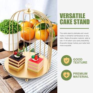 Hemoton Cupcake Stand Metal Bird Cage Makeup Organizer Cosmetic Rack Dessert Stand Necklace Earring Organizer Vanity Tray Perfume Lotion Bottle Shelf for Desk Organizer