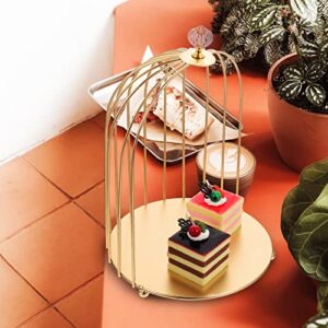 Hemoton Cupcake Stand Metal Bird Cage Makeup Organizer Cosmetic Rack Dessert Stand Necklace Earring Organizer Vanity Tray Perfume Lotion Bottle Shelf for Desk Organizer